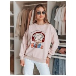 Dámska oversize mikina s potlačou LALA VIBE ružová