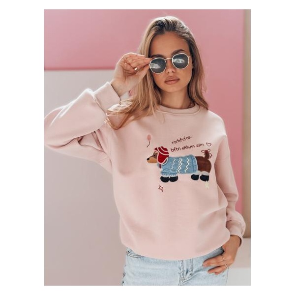 Dámska oversize mikina s výšivkou DOGSWEETY ružová