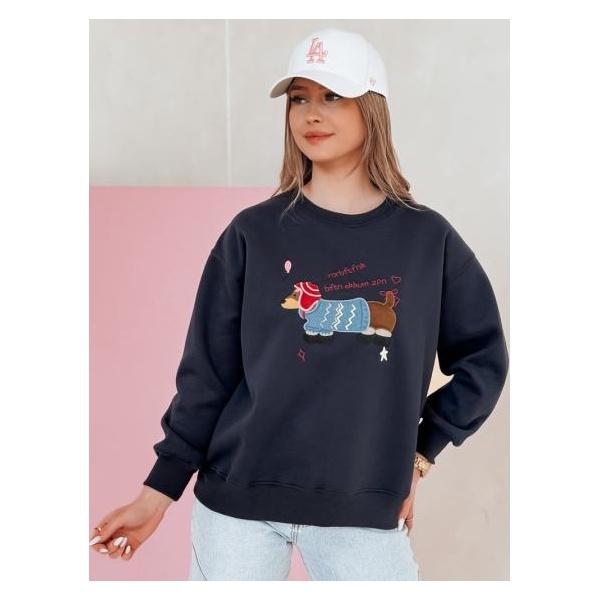 Dámska oversize mikina s výšivkou DOGSWEETY tmavo modrá