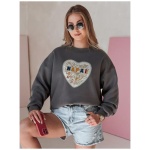 Dámska oversize mikina so srdcom SERDUCHOVA grafitová