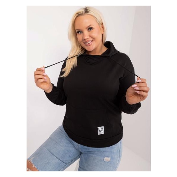 Dámska plus size bavlnená blúzka s klokankou čierna