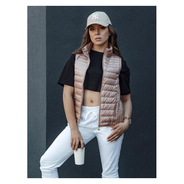 Dámska prešívaná vesta STYLISHZ so stojačikom ružová