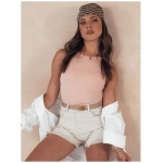 Dámske džínsové šortky POPGLAM svetlo béžová