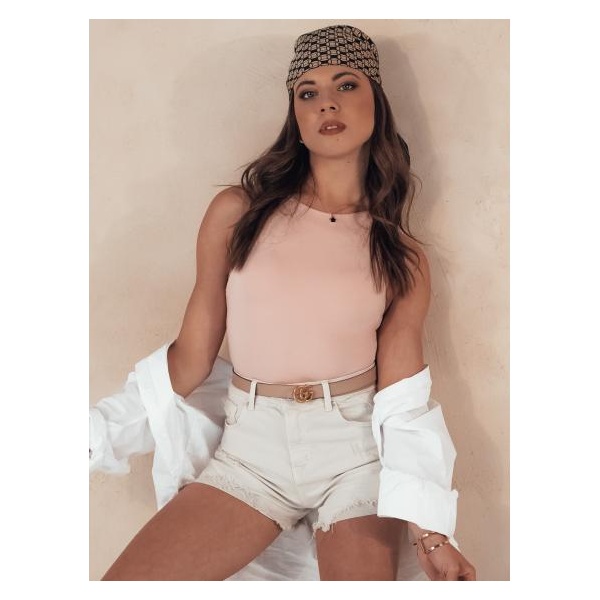 Dámske džínsové šortky POPGLAM svetlo béžová