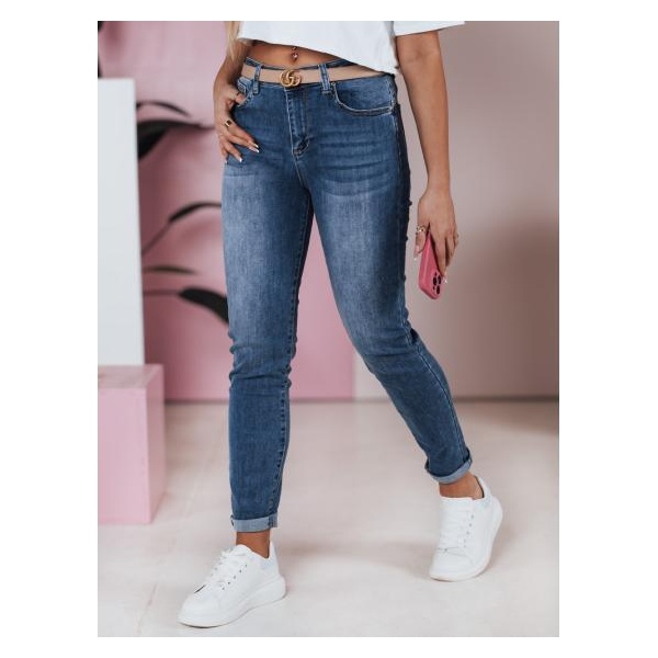 Dámske džínsy nohavice slim fit medium FLEXI námornícka modrá