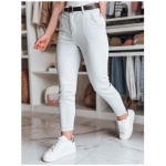 Dámske nohavice slim fit s opaskom TAIRONIK svetlosivé