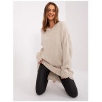 Dámske oversize pletené šaty RUE PARIS béžové