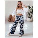 Dámske pruhované široké nohavice ZEBRAVIBE námornícka béžová