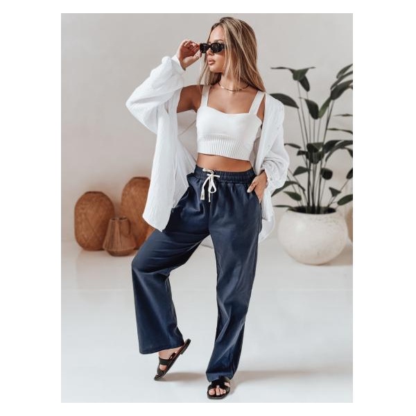 Dámske široké nohavice na voľný čas BOHO DAY tmavomodré