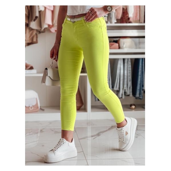 Dámske skinny nohavice s pásikom VIVASKIN žlté