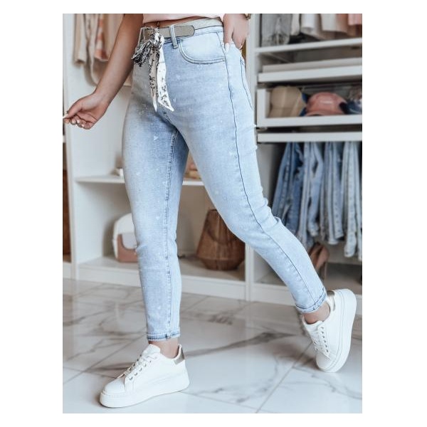 Dámske slim fit džínsy so srdiečkami a opaskom SPARKYS modré