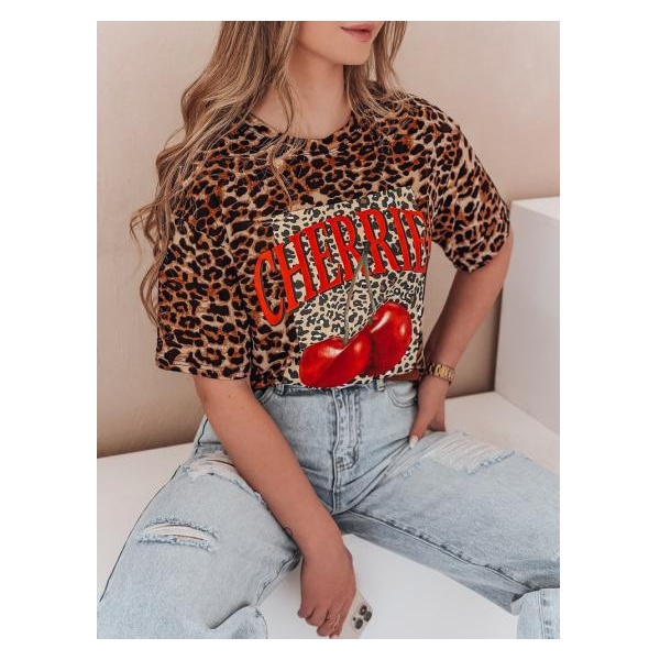Dámske tričko oversize s bodkami ZESTSTYLE béžové