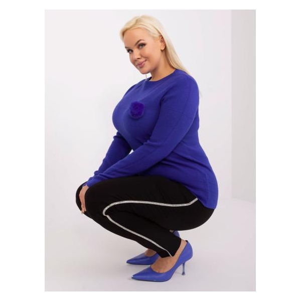Dámsky ležérny plus size sveter s výstrihom do V ZEU kobaltový