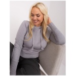 Dámsky plus size sveter so zaväzovaním BIA sivý