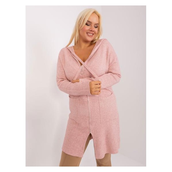 Dámsky plus size viskózový sveter RANAK svetloružový
