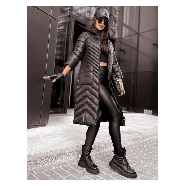 Dámsky prešívaný kabát RUNWAY FLAIR čierny