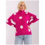 Fuchsiový dlhý oversized sveter s nápisom RUE PARIS