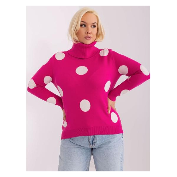 Fuchsiový dlhý oversized sveter s nápisom RUE PARIS