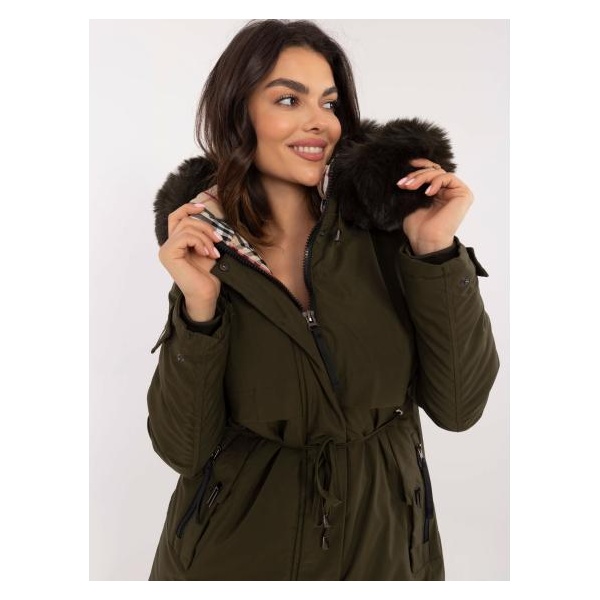 Khaki zimná bunda parka s kapucňou