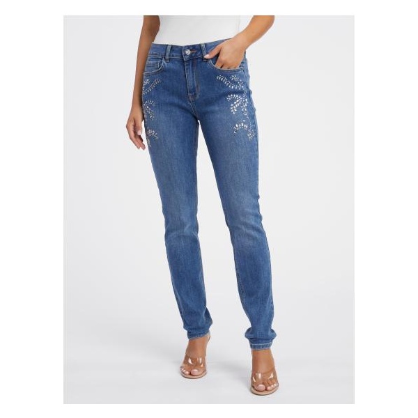 Modré dámske džínsy slim fit