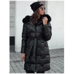 Dámska zimná bunda STYLOWQ dlhá prešívaná bunda s kožušinou čierna