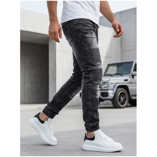 Pánske čierne džínsové joggery Dstreet UX4222