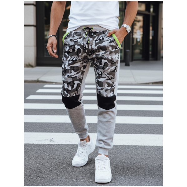 Pánske šedé camo tepláky Dstreet UX4428