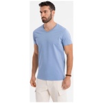Basic bavlnené modré tričko s V-výstrihom V20 TSBS-0237 - XXL