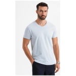 Basic bavlnené šedé tričko s V-výstrihom V23 TSBS-0237 - S