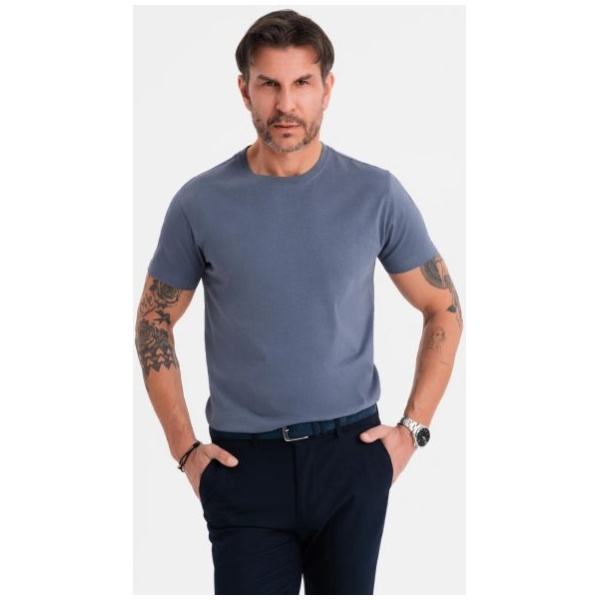 Basic denim bavlnené tričko s okrúhlym výstrihom V7 TSBS-0236 - M