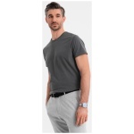 Basic grafitové bavlnené tričko s okrúhlym výstrihom V15 TSBS-0236 - XXL