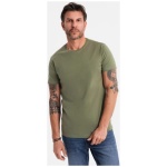 Basic khaki bavlnené tričko s okrúhlym výstrihom V6 TSBS-0236 - S