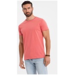 Basic koralové bavlnené tričko s okrúhlym výstrihom V17 TSBS-0236 - XL