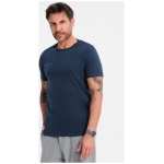 Basic tmavomodré bavlnené tričko s okrúhlym výstrihom V2 TSBS-0236 - XL