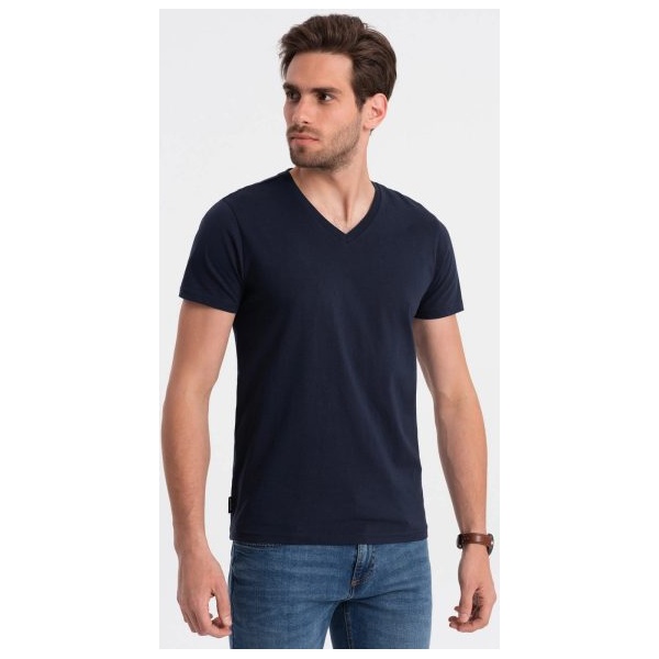 Bavlnené pánske granátové tričko s V-výstrihom V2-TSBS-0145 - 4XL