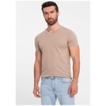 Bavlnené popolavé tričko s V-výstrihom V21 TSBS-0145 - 4XL