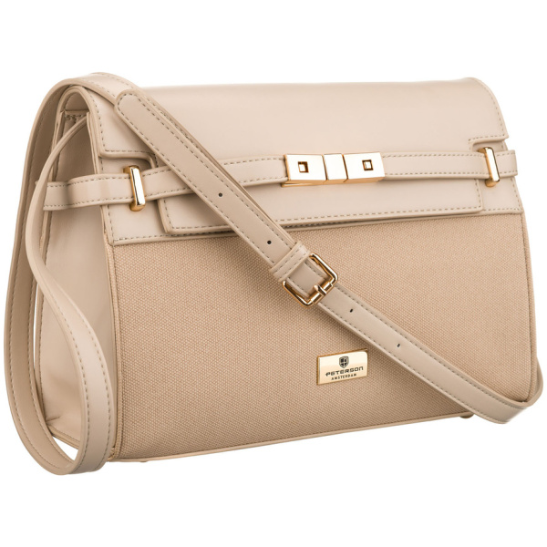 Béžová dámska crossbody kabelka Peterson so zapínaním na zips a magnet