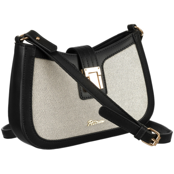 Béžová dámska kožená crossbody taška z prírodnej kože a canvas plátna – Peterson