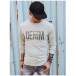 Béžová mikina bez kapucne s potlačou Denim - XL