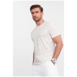 Béžové tričko potlač palmové listy V1 TSFP-0182 - XXL