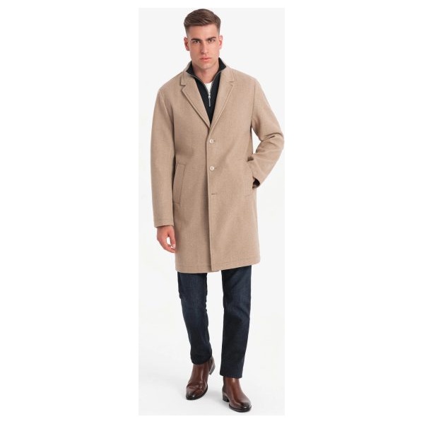 Béžový jednoradový kabát V7 COWC-0104 - XL