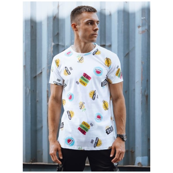 Biele tričko s trendy letnou potlačou - XL