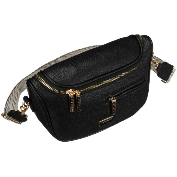 Čierna dámska crossbody kabelka z ekologickej kože so zadným vreckom