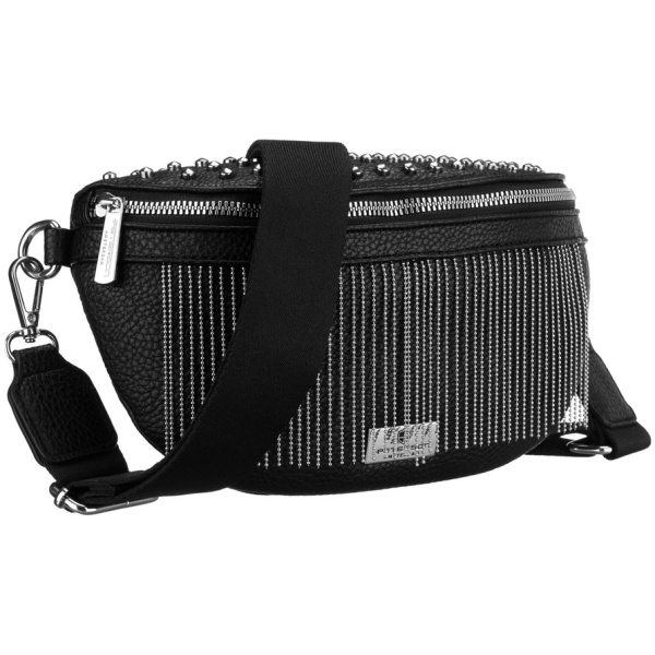 Čierna dámska crossbody taška Peterson z ekologickej kože so striebornými detailmi