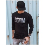 Čierna mikina bez kapucne s potlačou Denim - XXL