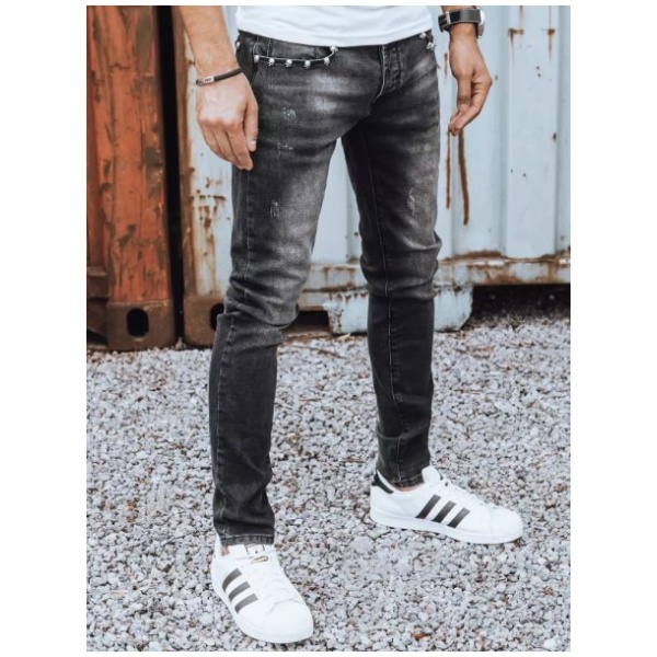 Čierne bavlnené trendy rifle s lebkami - 32