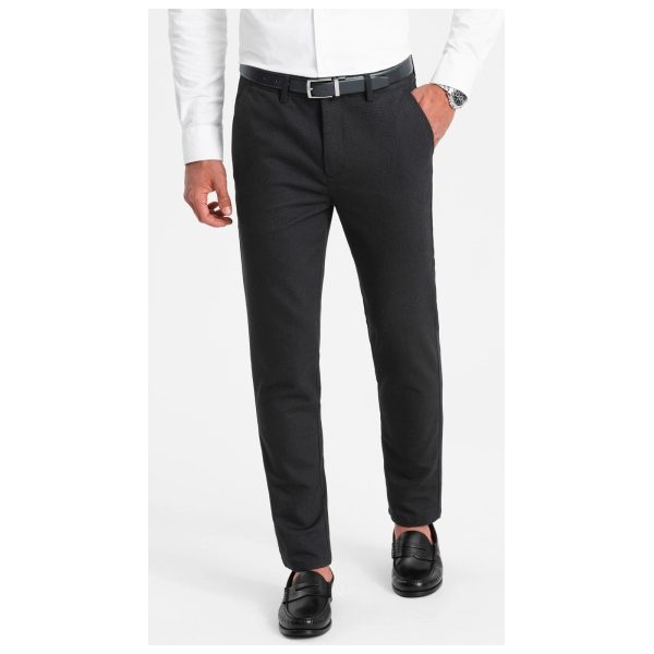 Čierne chinos nohavice s jemnou textúrou V5 PACP-0188 - XXL