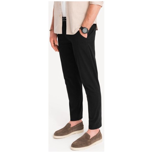 Čierne chinos nohavice s ozdobným pásom V1 PACP-0118 - XL