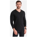 Čierne tričko s dlhým rukávom a V-výstrihom V6 LSBL-0108 - XL