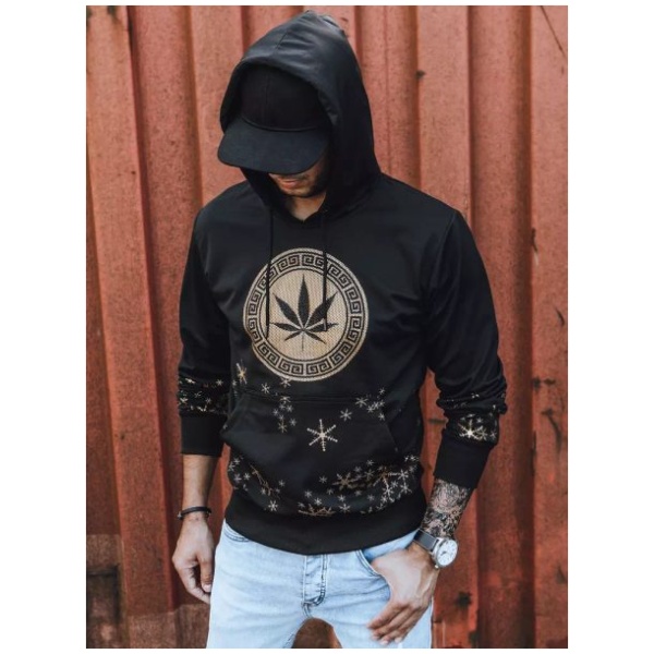 Čierno-zlatá trendy mikina s kapucňou - XXL